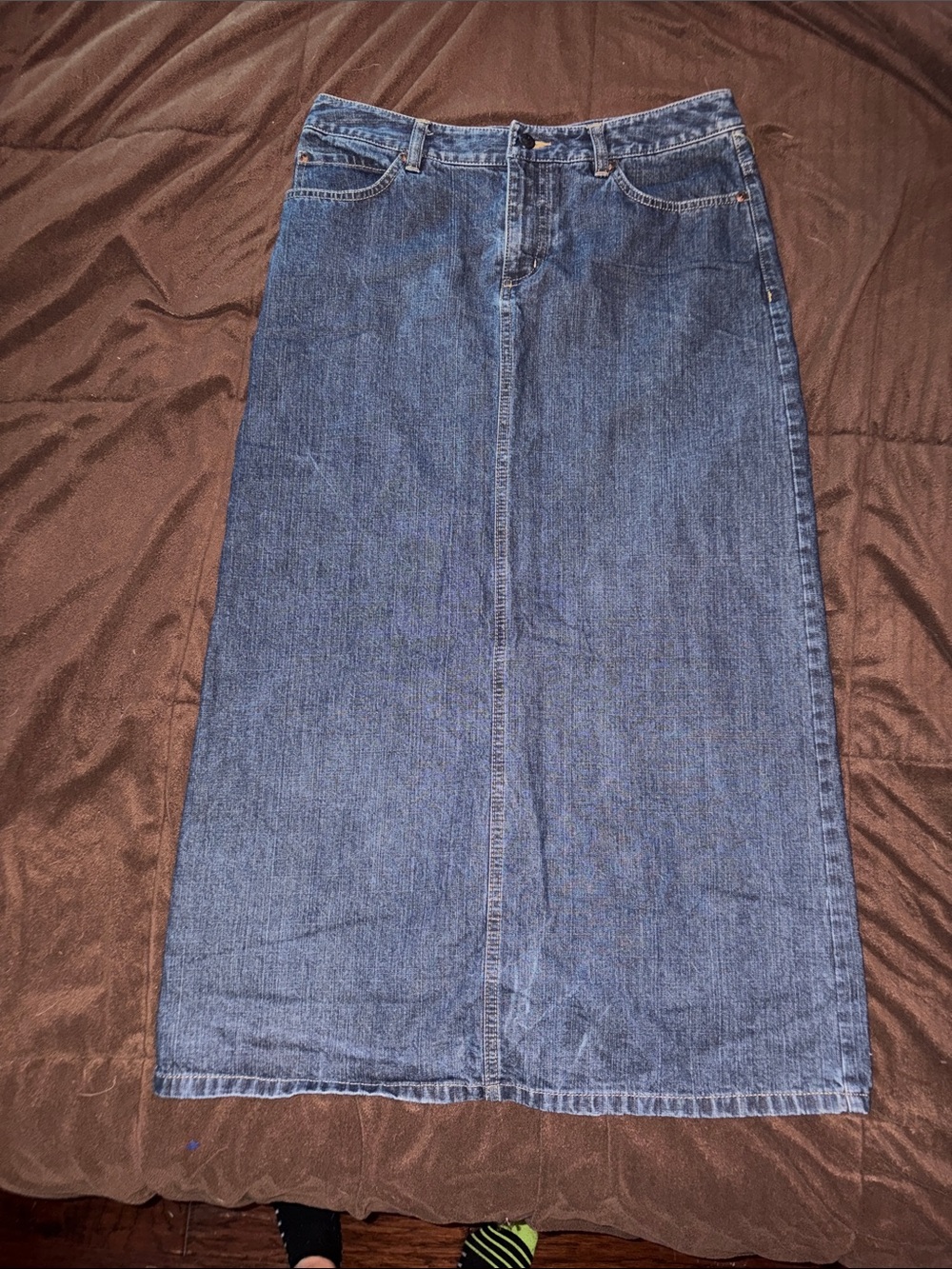 Eddie Bauer Dark Blue Denim Maxi Skirt size 8